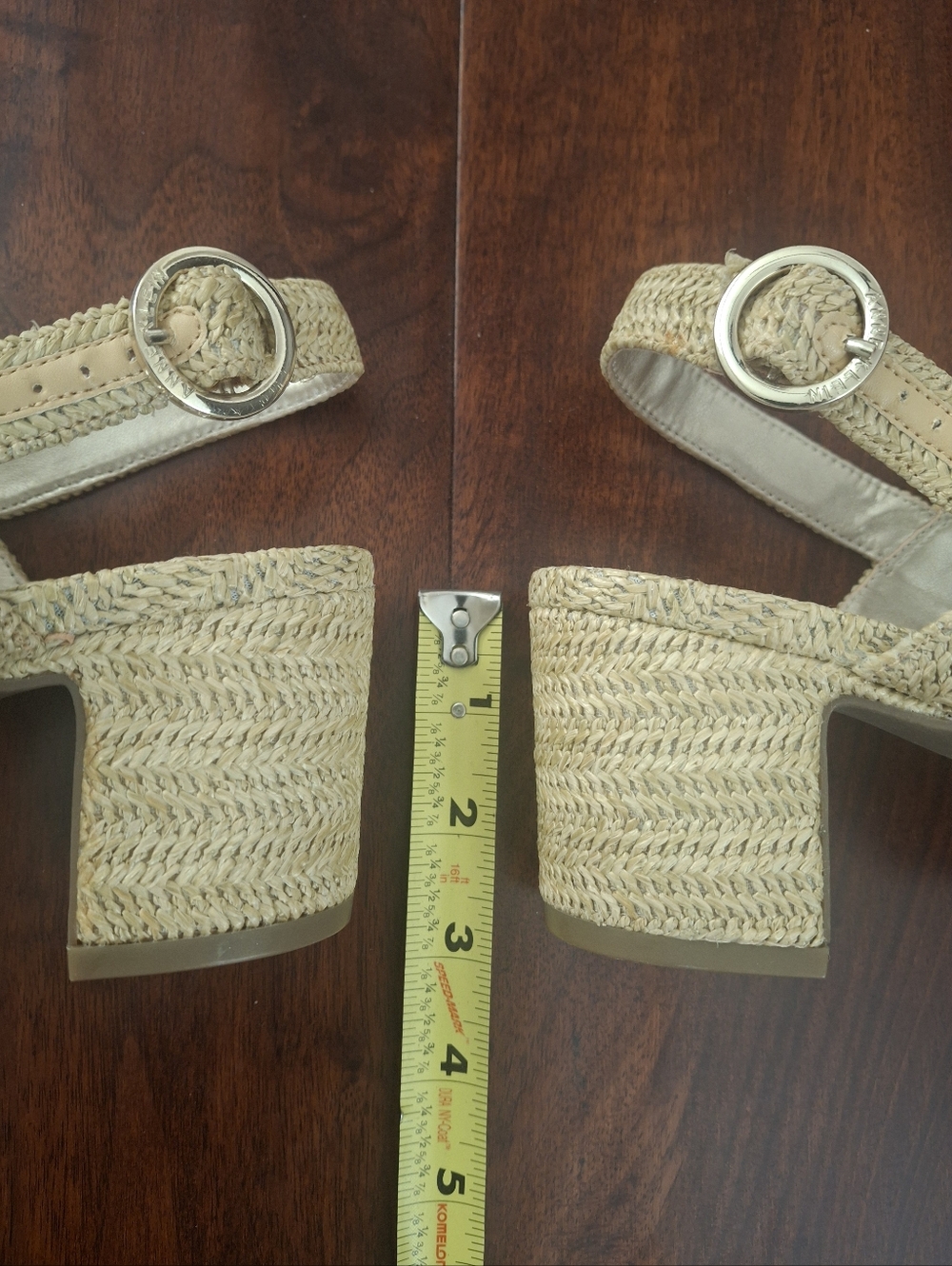 ANNE KLEIN "Padrino" Natural Woven Raffia Slingback Sandals - Size 7 - Picture 6 of 9
